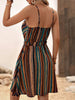 Women’s Deep V-Neck Striped Slip Dress by FitiqueFit
