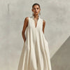 Linen Blend Sleeveless Stand-Collar Maxi Dress – 5 Colors S–3XL by FitiqueFit
