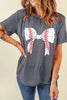 Black Baseball Bowknot Graphic Casual Tee by Wild and Free Boutique