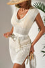 Beige Open Knit Drawstring Waist Beach Dress by Wild and Free Boutique