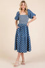 New Floral Embroidered Smocked Puff Sleeve Tiered Midi Dress For Women – Elegant, Romantic, Feminine, and Stylish Midi Dress with Floral Embroidery by Stevvex