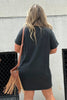 Black Graphic Round Neck Short Sleeve Tee Dress Trendy Casual T-Shirt Dress for Women by Stevvex