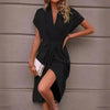 Pleated A-Line Midi Dress – V-Neck Sleeveless Summer Dress by FitiqueFit
