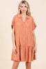Linen Blend Button Down Shirt Mini Dress For Women – Casual, Classic Button-Down Design with Raw Hem and Tiered Detail by Stevvex