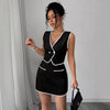 Sleeveless Irregular Top & Color-Block Pocket A-Line Skirt Set by FitiqueFit