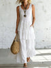 Women's Cotton Linen Sleeveless Loose Maxi Dress by FitiqueFit