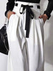 High Waist Loose Drawstring Pleated Trousers