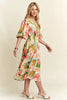 New Summer Floral V-Neck Puff Sleeve Midi Dress For Women – Feminine, Charming, Elegant, Eye-Catching, Perfect for Any Occasion by Stevvex