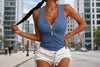 Women's Slim-Fit Zipper Vest Top by FitiqueFit
