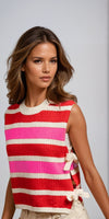 Vivid Stripe Tie-Side Sweater Vest