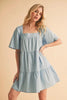 New Summer Square Neck Half Sleeve Tiered Dress For Women, Flattering, Chic, Comfortable and Versatile for Any Occasion by Stevvex
