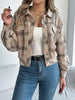 Classic Plaid Button Up Long Sleeve Jacket Women Cozy Trendy Everyday Wear Simple Jacket by Stevvex