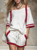 Women's Summer Contrast Color-Block Patchwork Shorts Set – 2-Piece by FitiqueFit