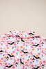 Pink Cute Floral Halloween Ghost Print Long Pajama Set