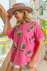 BiBi Game Day Sequins Patched Half Sleeves Top by Wild and Free Boutique