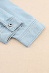 Sky Blue Flap Pocket Buttoned Raw Hem Denim Jacket