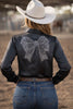 Midnight Glam Bow Button Up Rodeo Shirt -Matte Satin Blouse *Sample Sale* by Neon Spur