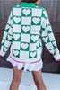 Sea Green Plaid Heart Knit V Neck Button Down Sweater Cardigan by Wild and Free Boutique