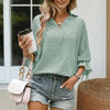 Women’s Striped V‑Neck Blouse with Ruffled Cuffs & Tie‑Back Slit by FitiqueFit