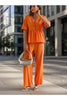 Women's V-Neck Loose Short-Sleeve Top & Wide-Leg Pants Set by FitiqueFit
