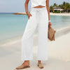 Women's Wide-Leg Cropped Pants with Lace Trim & Pockets by FitiqueFit