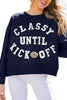 Black CLASSY UNTIL KICKOFF Plush Letter Patched Loose Sweatshirt by Wild and Free Boutique