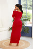 Round Neck Long Sleeve Maxi Wrap Dress