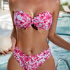 Bikini Sensual Bandeau Bow Tie 2 Piece Bikini Swimsuit for Women – Trendy High Stretch Printed Bikini Set with Flattering Bandeau Top and Classic Bottoms – Fashionable Swimwear for Poolside Lounging Beach Vacations and Summer Style Statements by Stevvex