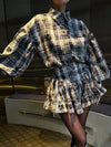 Lantern Sleeve Shirt and Ruffled Skirt Set