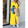 Fashion Long Sleeve Printed Shirt Dress Long Positioning Flower