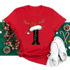 Red Loose T-Shirt Top With A Christmas Party Aesthetic by My Store