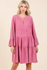 Tiered Notched Flare Sleeve Dress – Fluttering, Playful and Stylish Dress with Ruffled Layers and Trendy Flare Sleeves by Stevvex