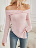 Off-Shoulder Ribbed Knit T-Shirt by Wild and Free Boutique