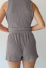 Black Corded Sleeveless Top and Pocketed Shorts Set