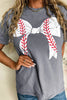 Black Baseball Bowknot Graphic Casual Tee by Wild and Free Boutique