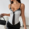 Fishtail-waist Striped Vest With Tie-up Top by My Store