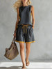Solid Color Loose Casual Vest and Shorts Set by FitiqueFit