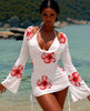 Women's 3-Piece Swimsuit Set – V-Neck Long Sleeve Wrap Skirt by FitiqueFit