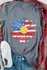 Gray Flag Pattern Sunflower Graphic Crew Neck Tee by Wild and Free Boutique
