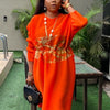Sanzhai Pleated Plus Size Summer Fashionable Stylish Round Neck Long Sleeve Loose Long Dress
