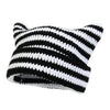 Women’s Hand Knitted Striped Cat Hat – Cute Warm Winter Beanie by FitiqueFit