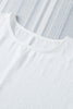 White Plain & Casual Shirred Cuffs Half Sleeve Top
