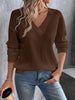 V-Neck Waffle Knit T-Shirt by Simply Love
