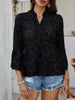 Devine Half Button Flounce Sleeve Peplum Blouse