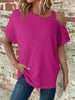 Asymmetrical Neck Short Sleeve T-Shirt by Simply Love