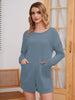 Long-Sleeved Solid Color Jumpsuit Shorts — Chic One-Piece for Women by FitiqueFit
