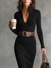 Elegant Ribbed Knit Turtleneck Midi Sweater Dress by Wild and Free Boutique