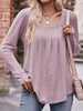 Pleated Square Neck Long Sleeve T-Shirt by Simply Love