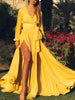 Plus Size Surplice Long Sleeve Slit Maxi Dress by Wild and Free Boutique