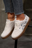 White Suede Leopard Color Block Trim Lace-up Casual Shoes by Wild and Free Boutique